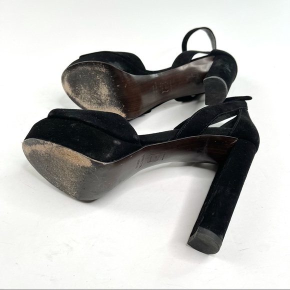 Stuart Weitzman Suede Peep Toe Strap Platform - Picture 10 of 15